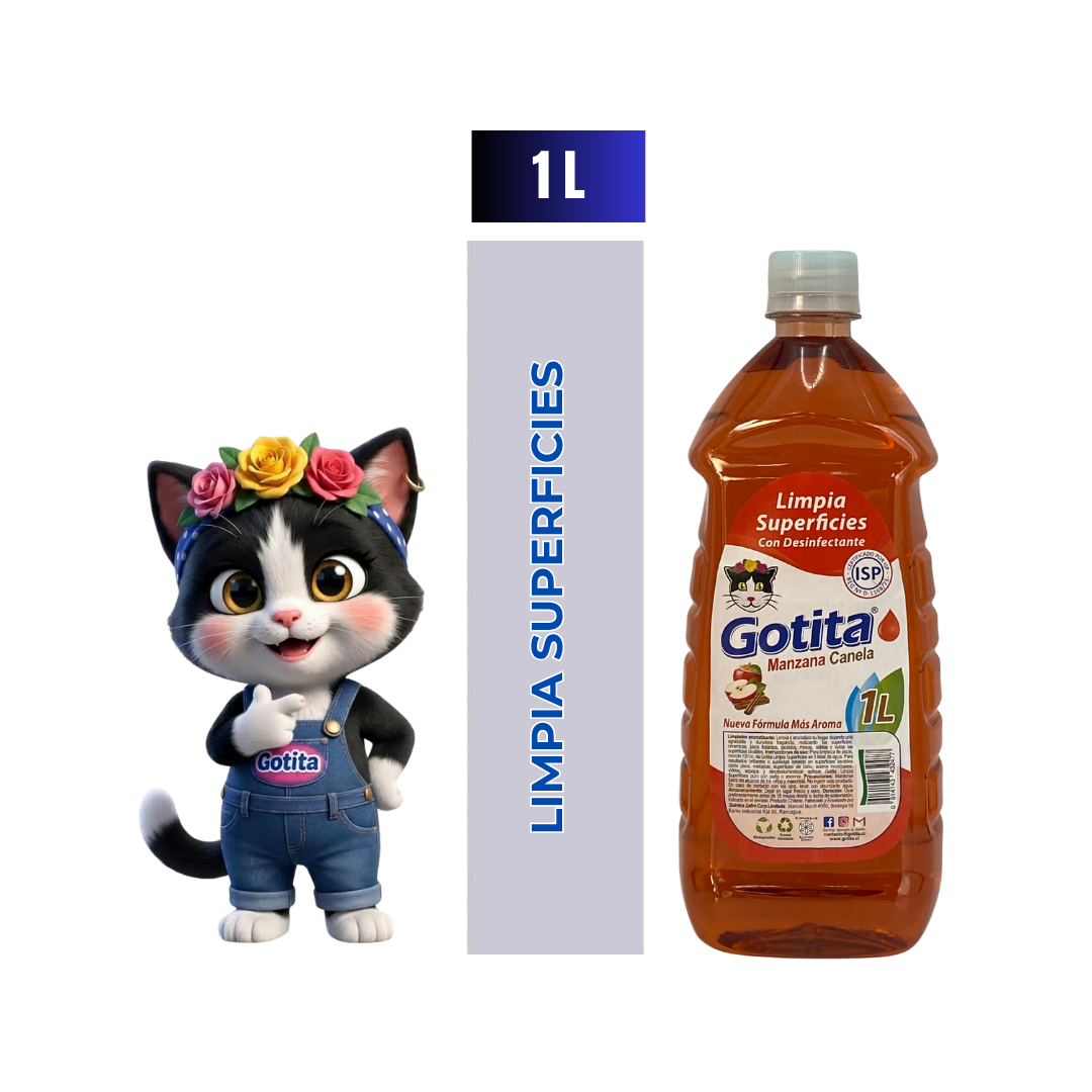 Limpia Superficie Gotita Manzana Canela 1L con desinfectante